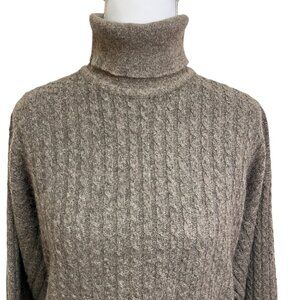 Vintage Burberry Cashmere Cable-Knit Turtleneck Sweater, Made in Scotland, Sz L